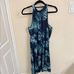 Tropical Blue and Green Halter Dress